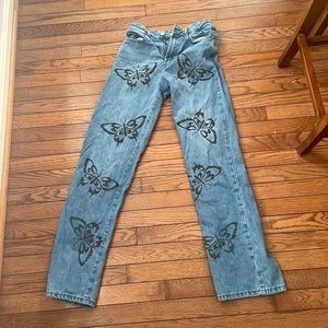 Forever 21 baggie butterfly jeans